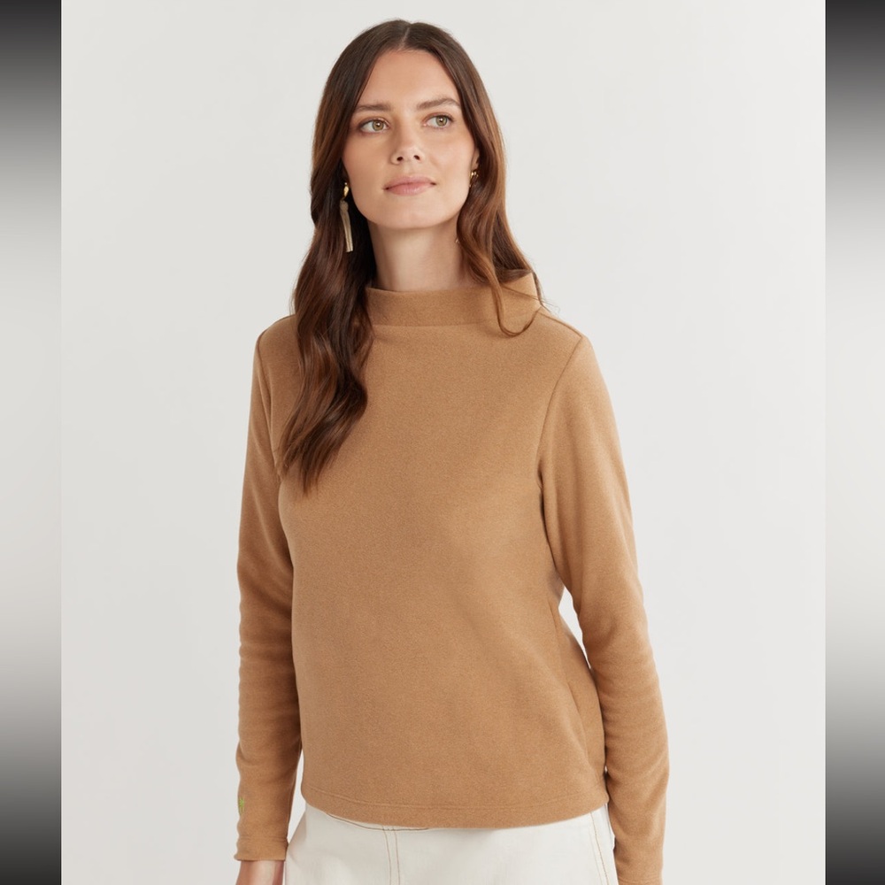 Dudley Stephens Brighton Boatneck Vello Fleece in Camel Size M